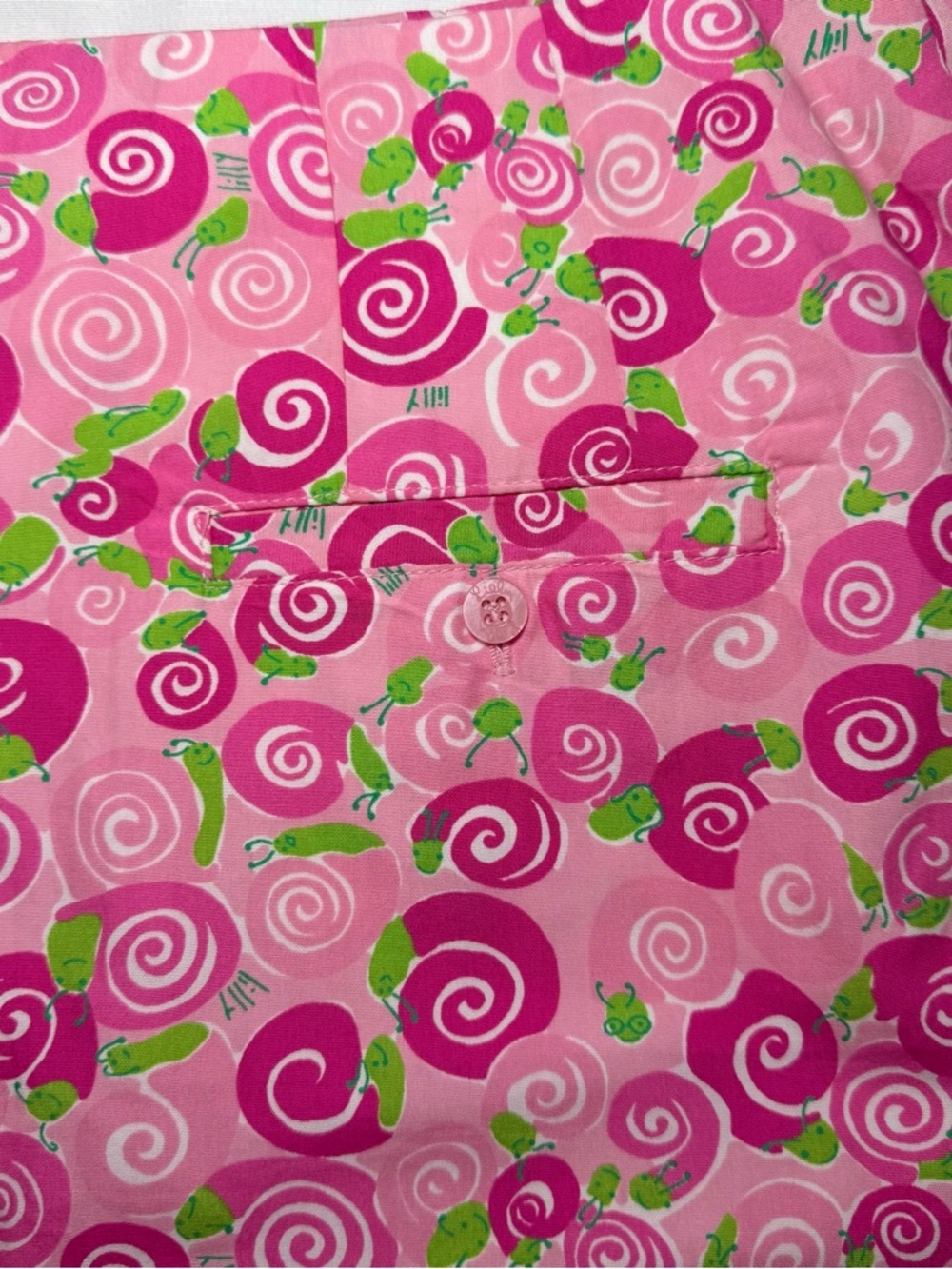 Vintage Lilly Pulitzer Skirt 12 Pink “Happy Snails” Cotton Resort Preppy Classic - Picture 9 of 10